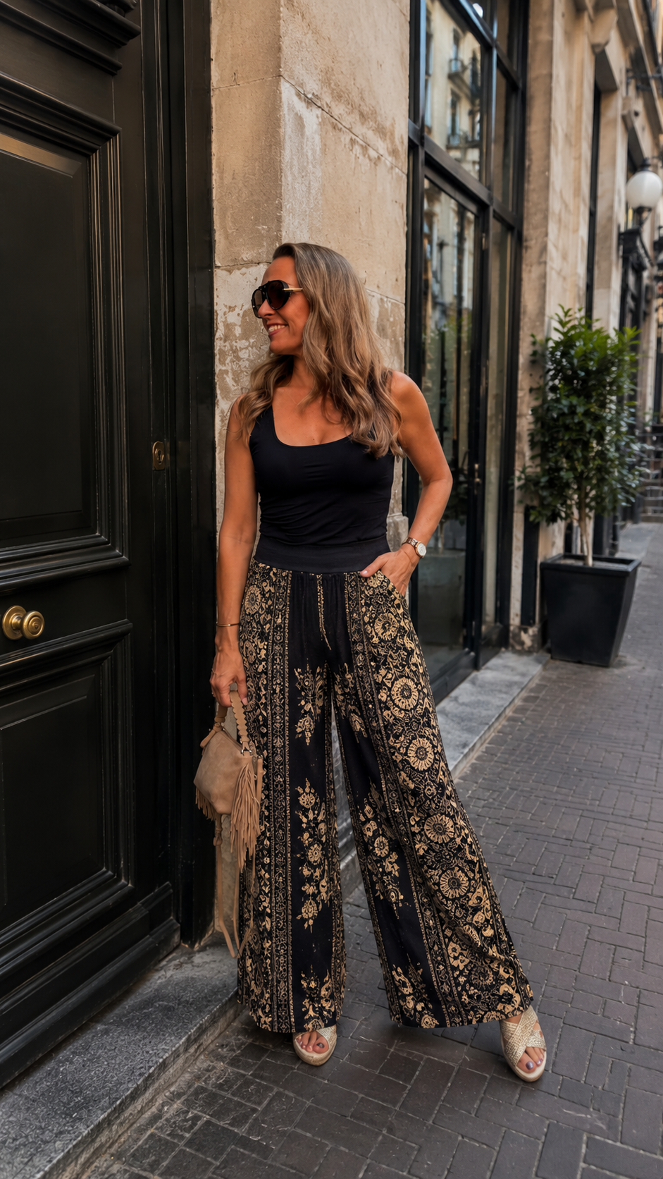 Megaflared Golden Paisley Pants